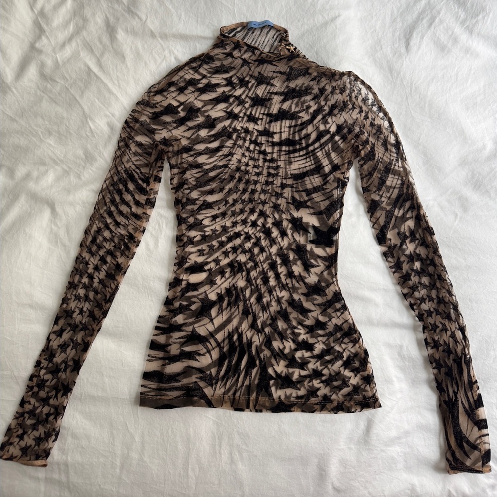 Mugler Black and Brown Patterned Blouse